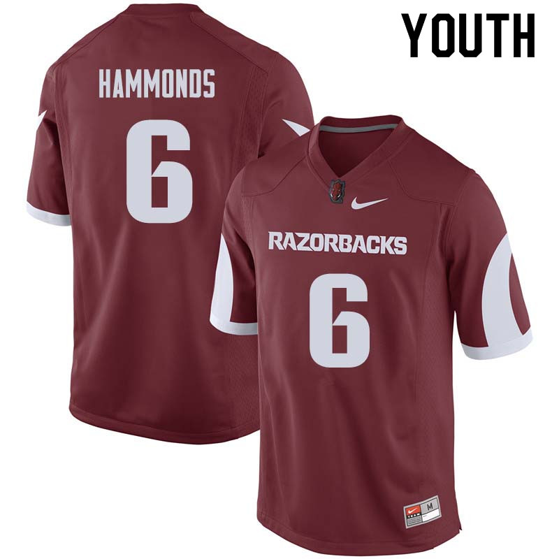Youth #6 T.J. Hammonds Arkansas Razorback College Football Jerseys Sale-Cardinal